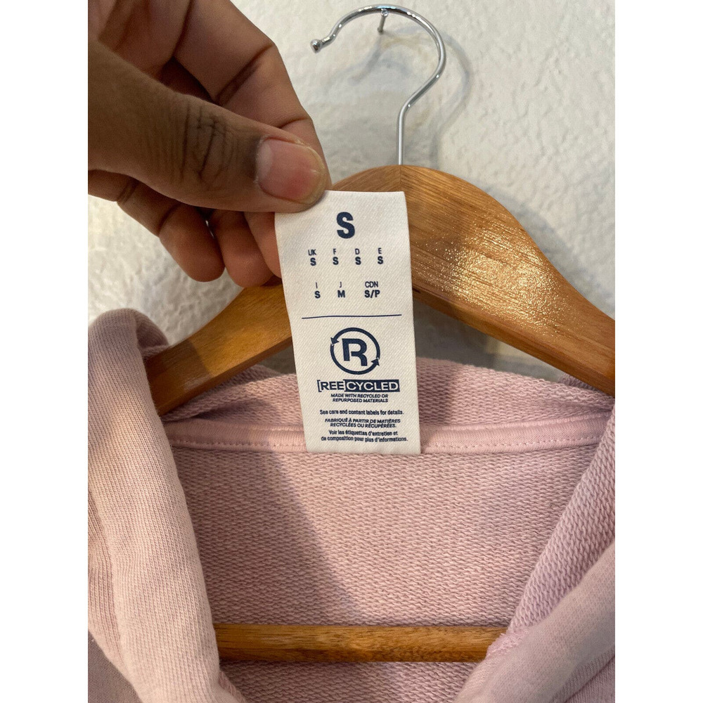 Pink ReeCycled Reebok Hoodie‎ Pullover Long Sleeve Sweatshirt Mens Small - Picture 6 of 9